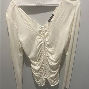 Boston Proper Cream Ruched Blouse